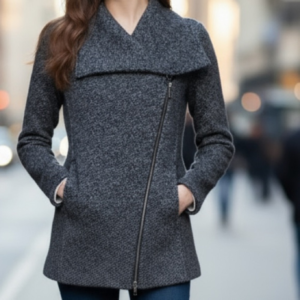 Lands' End Black and White Textured Jacket size  XS (2/4)